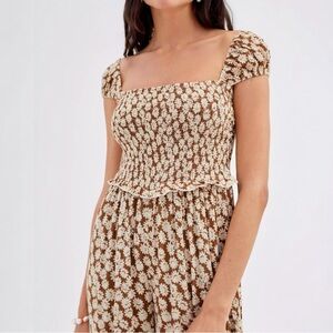 Urban Outfitters Smocked Wide-Leg Jumpsuit (S)